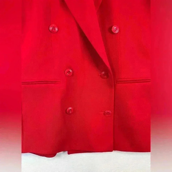 Austin Reed 100% wool double breasted blazer jacket size 6 holiday party USA red - Picture 2 of 11